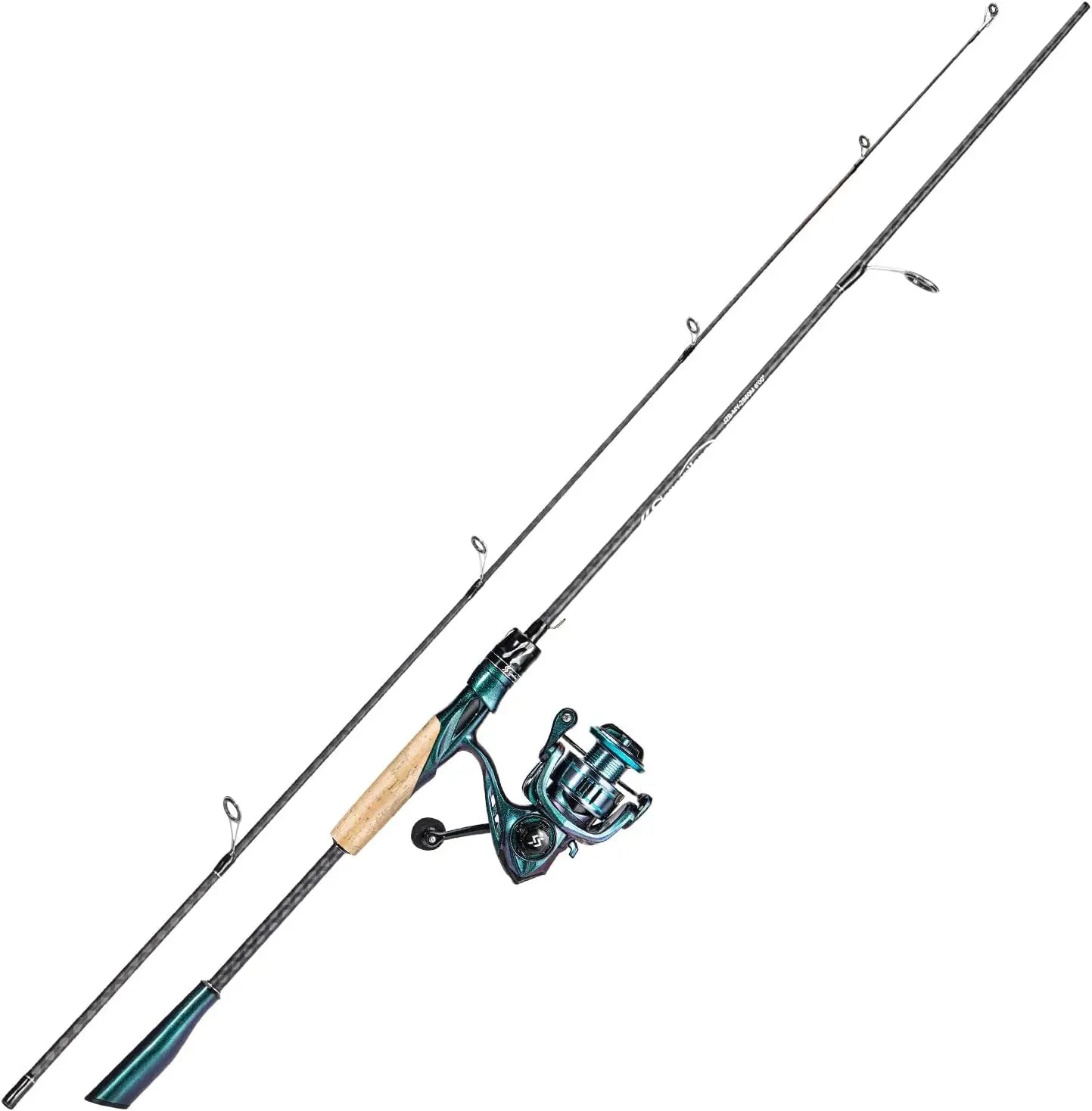 Chameleon Paint Spinning Fishing Rod Reel Combo, 5.9ft 2-Section Lightweight Spinner with Powerful Gear for Freshwater & Saltwater