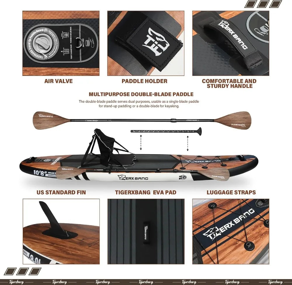 10.8' Extra Wide Inflatable SUP Board, Stable for Yoga & Fishing, 400lbs Capacity, Complete Set with Pump & Paddle