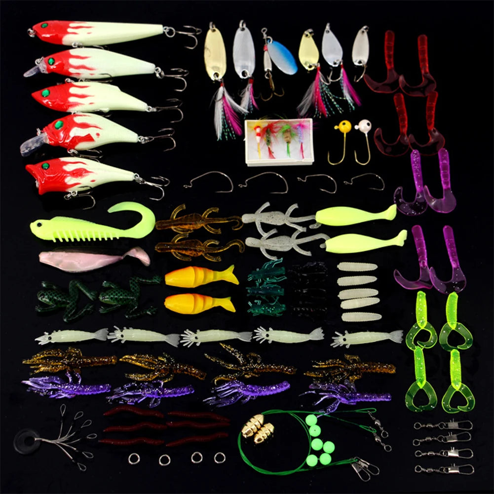 Carbon Steel Fishing Lures Kit Multifunction Topwater Bait Rigs Rust Proof Spinnerbaits Set for Outdoor Fishing Accessories Tool
