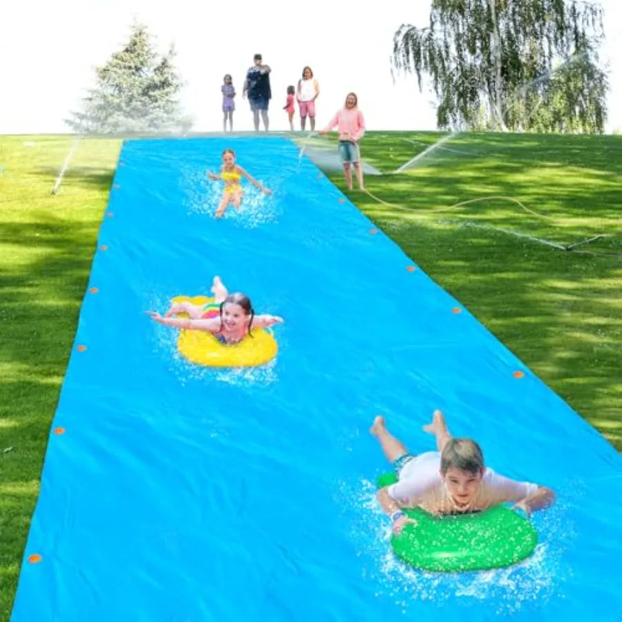 40'x7.5' Slip Lawn Water Slide - Giant Outdoor Backyard Summer Party Water Slide with 2 Bodyboards and 20 Stakes Heavy Duty PVC
