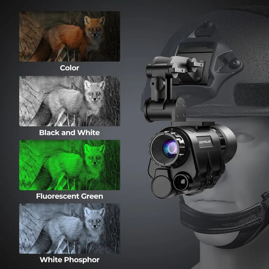 PVS-14 Helmet Mounted Night Vision Monocular (30/40Hz) with 4 Color Modes HD Recording & Playback for Hunting Surveillance