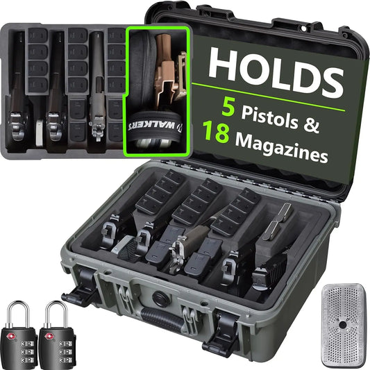 Hard Shell Waterproof Pistol Case with Pre-Cut Foam and TSA Locks for Secure Travel Storage