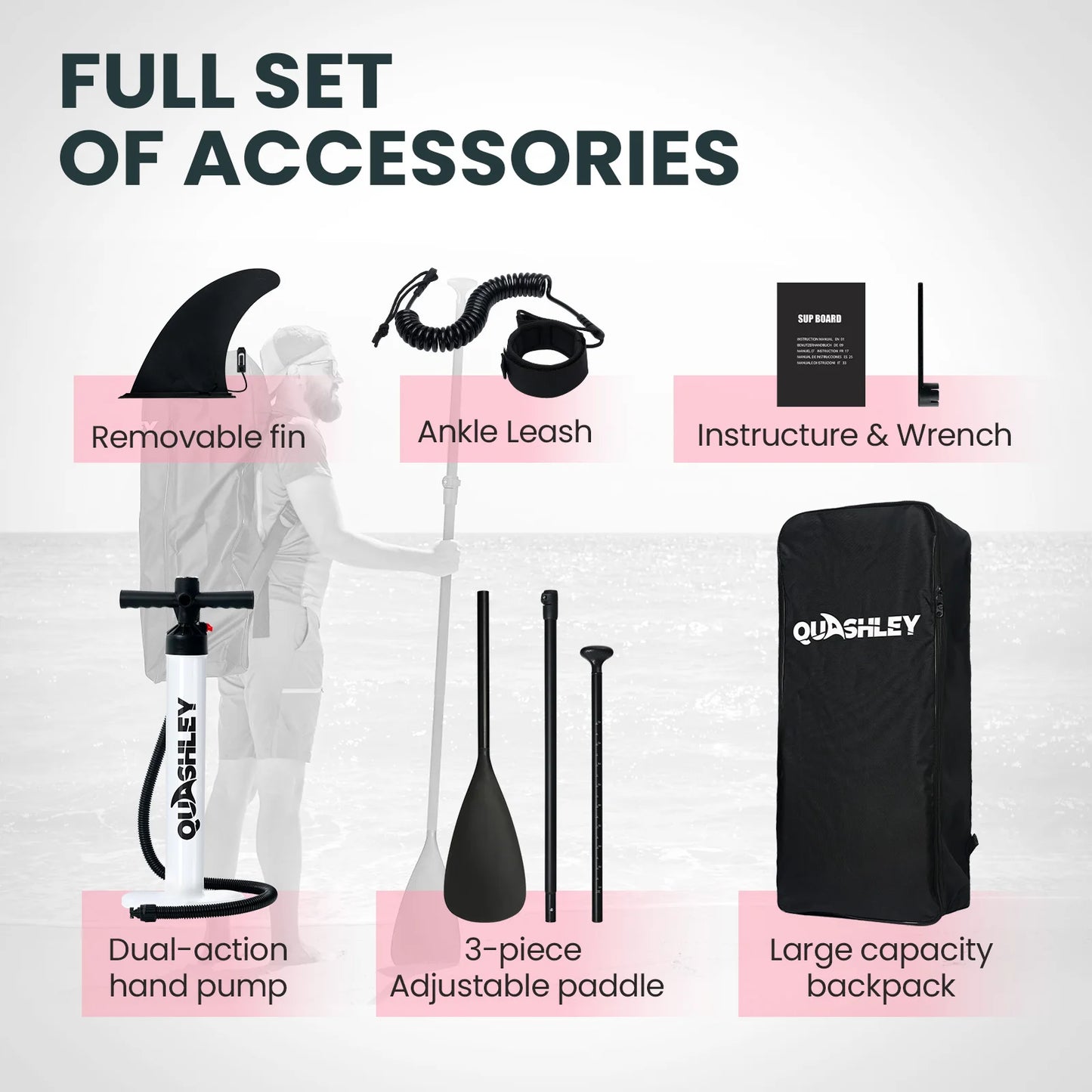 RAYOCON 10FT Inflatable Paddle Board Ultra-Light Stand-Up Paddle Board for All Skill Levels With SUP Accessories