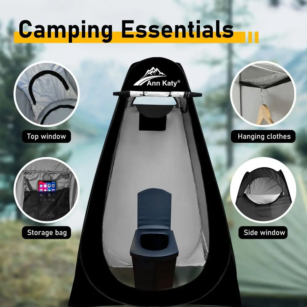 Portable Toilet with Pop Up Privacy Tent,XL Large Portable Toilet for Adults, Outdoor Camping Shower Tents Changing Room Emergen