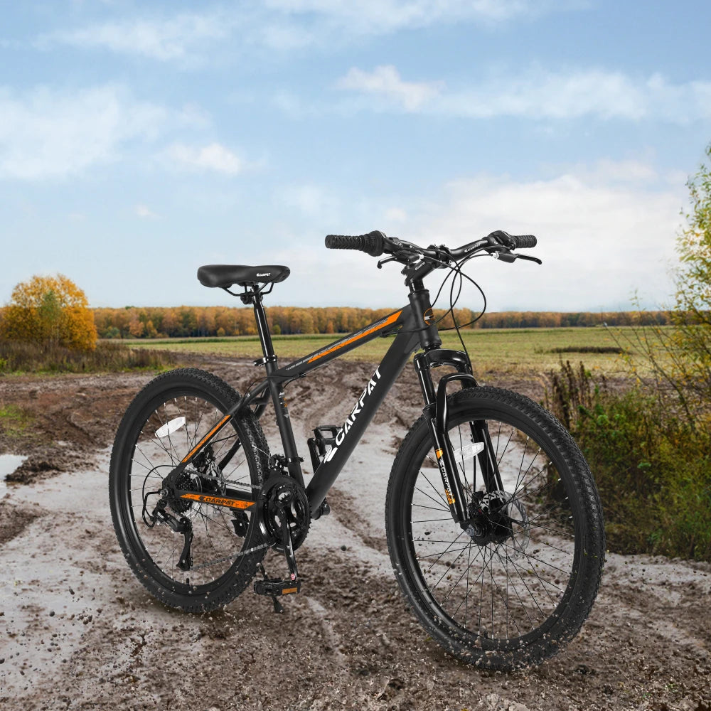 26 Inch Mountain Bike for Adults & Teenagers, 21 Speed Smooth Shifting System, High-Carbon Steel Frame, Front & Rear Mechanical Dual Disc Brakes, Front Suspension All Terrain MTB Bicycle