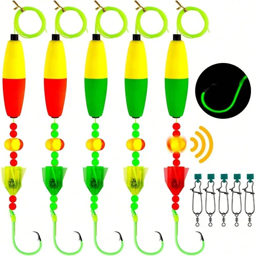 Pack Catfish Fishing Rig Kit Complete Ready Float Rigs Set With Rattles Peg Floats Beads Circle Hooks 6 0 8 0 10 0 Catfishing T