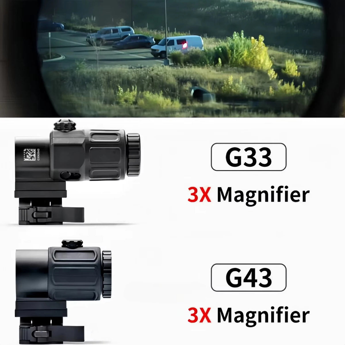 Tactical  G33 G43 G45 Sight Fixed 3X 5X Magnifier Scope with Quick Disassembly and Flipping for Airsoft Hunting Collimator