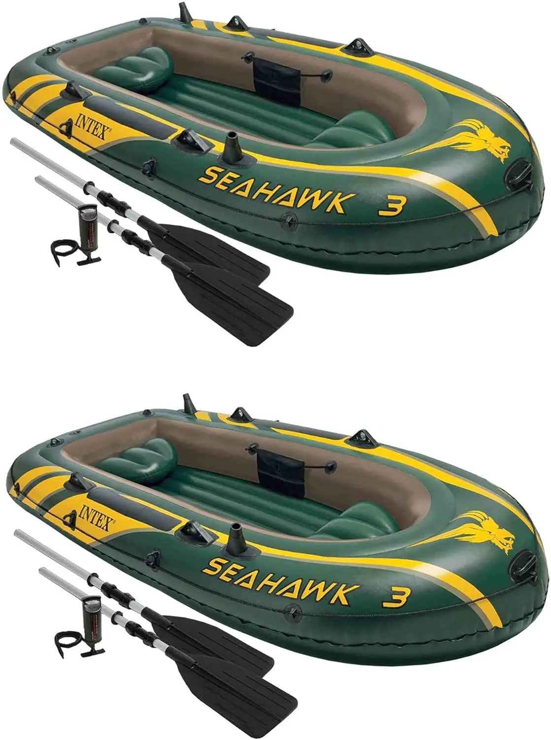 Inflatable Boat Set for 3 Persons, Includes 2 Aluminum Oars and Air Pump, 2-Piece Pack
