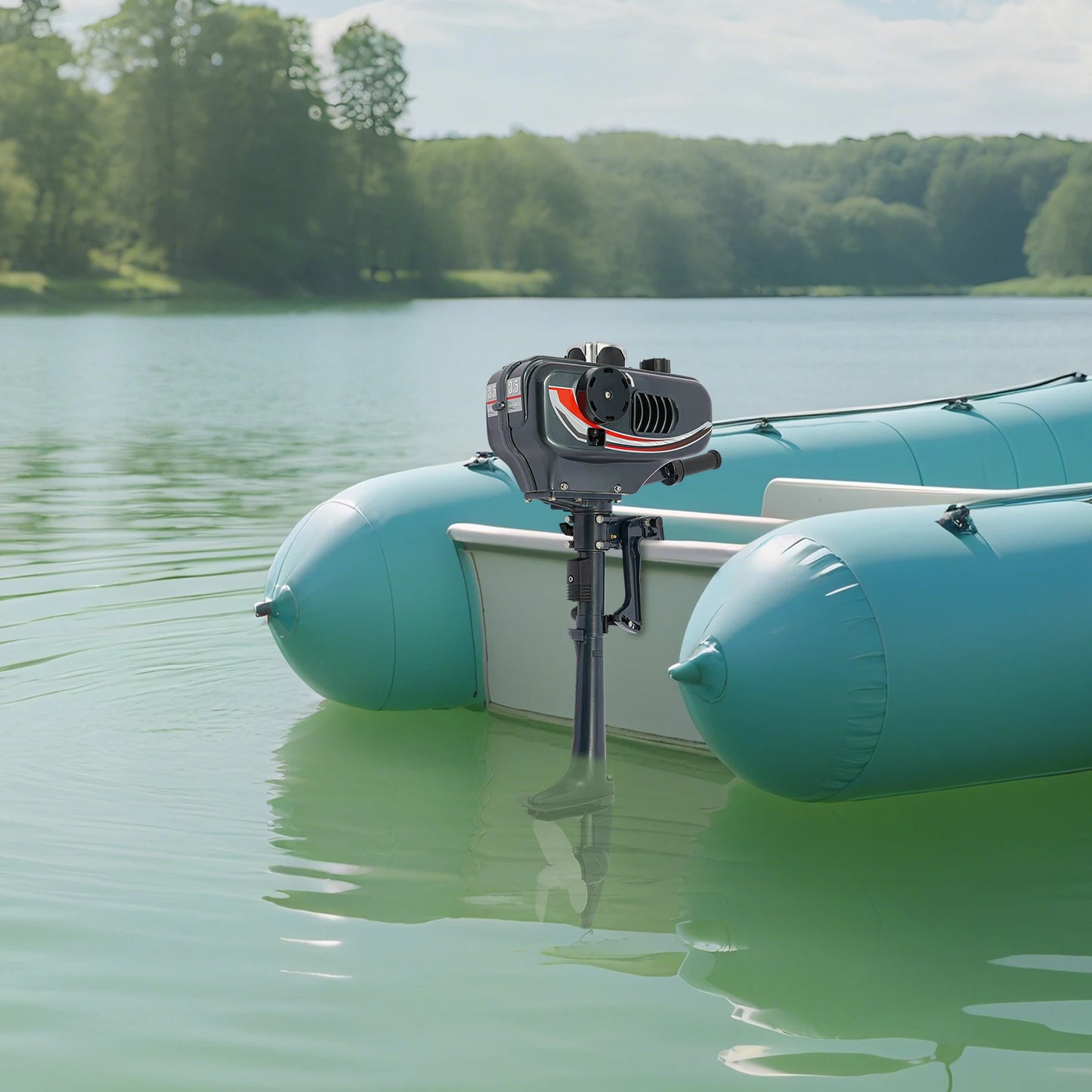 2-Stroke 3.5HP Gasoline Outboard Motor, Half Air & Half Water Cooling Marine Engine, Short Shaft Outboard Engine For Sailboats, Yachts, Canoes, Kayaks