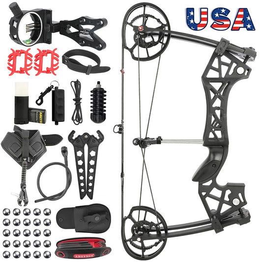 Dual-use Compound Bow Set 40-65lbs Archery Aluminum Alloy Riser Left/Right Handed for Outdoor Hunting Shooting