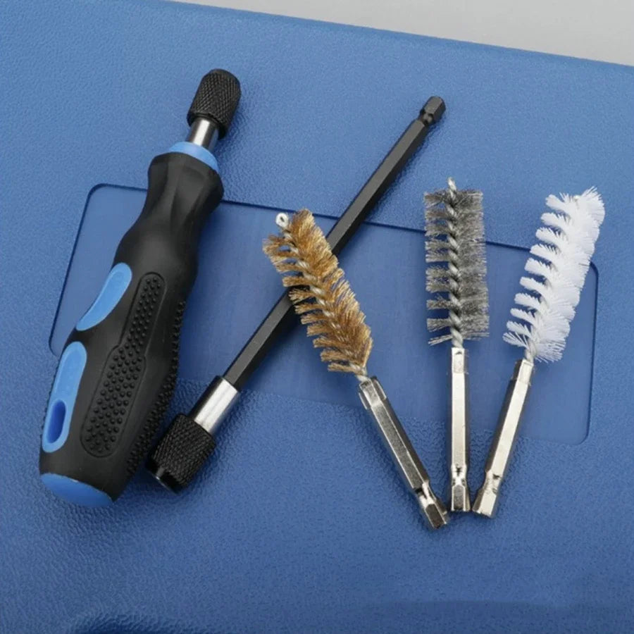 38PCS/Set Hexagon Handle Cleaning Tube Brush Aluminum Alloy Handle Steel Wire Brush Metal Tool Tube Brush Set