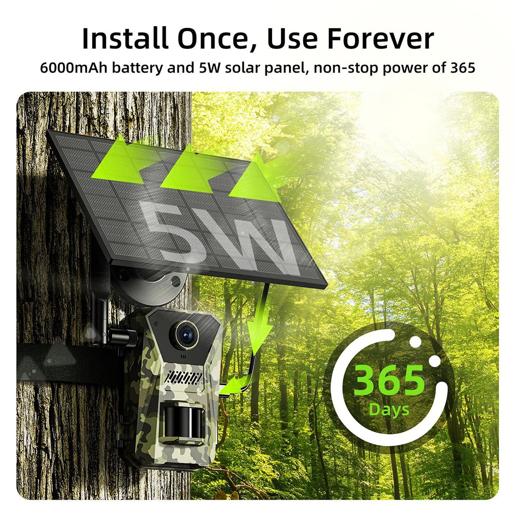 Solar Powered Infrared Outdoor Trail Camera Waterproof Game Wildlife Cam Live Video Game Camera for Outdoor Monitoring