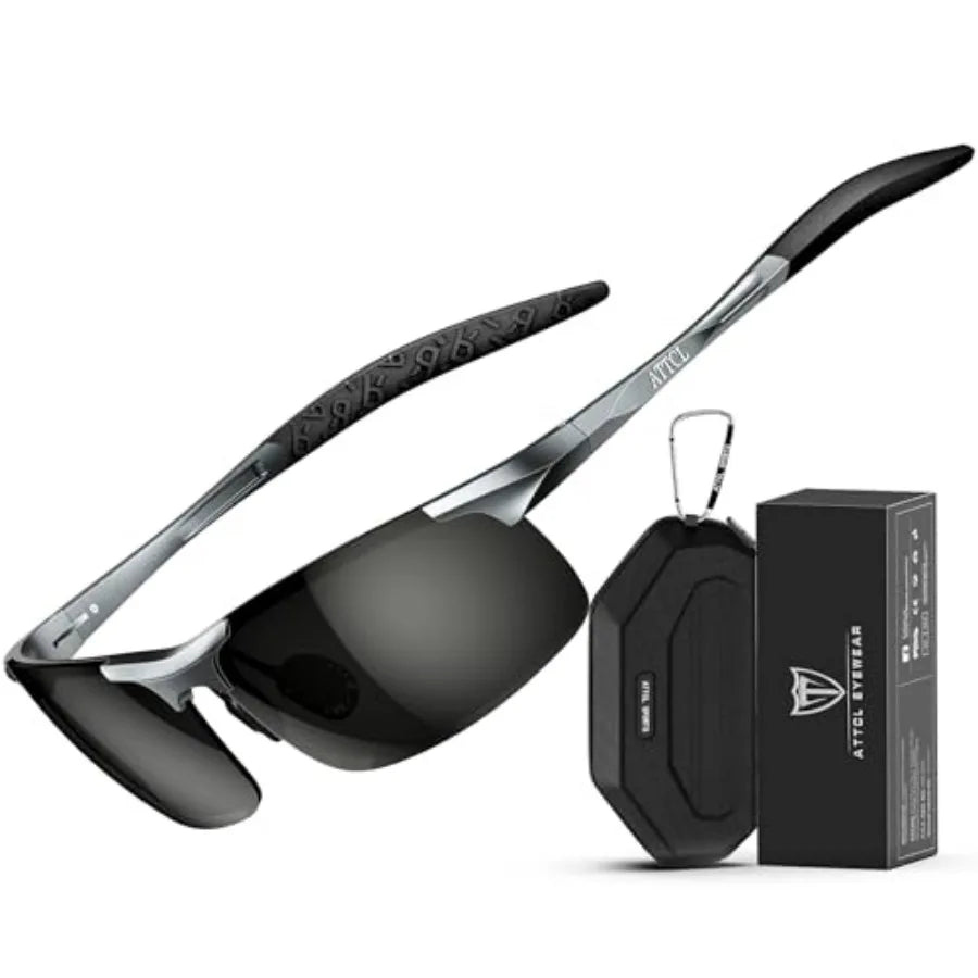 0.9 oz Polarized Sunglasses Men Sports: UV Protection Anti Glare Wrap Around Lightweight Metal Fishing Golf Running