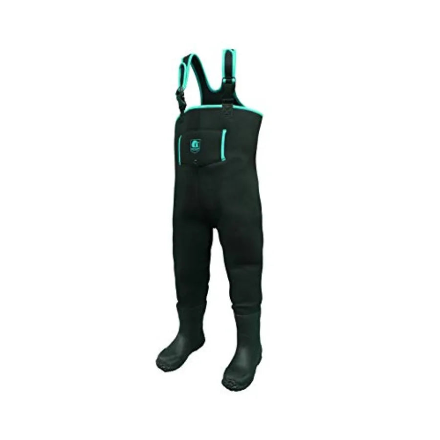 Youth Neoprene Waders for Fishing Offroading Hunting All-Terrain Use, Black, Lightweight Comfortable Chest Waders with Rubber B
