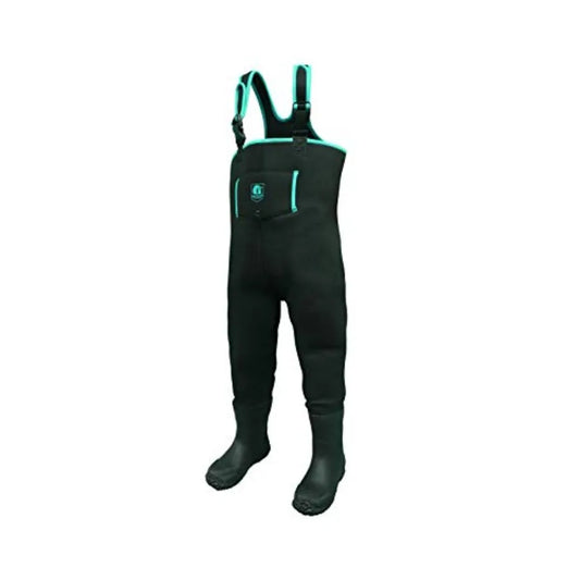 Youth Neoprene Waders for Fishing Offroading Hunting All-Terrain Use, Black, Lightweight Comfortable Chest Waders with Rubber B