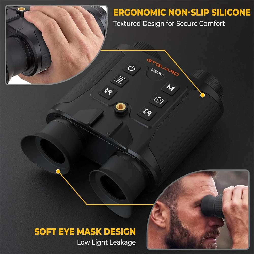 Infrared 4K Night Vision Binoculars Goggles Telescope for Hunting 8X Digital Zoom 300M Full Darkness Take Photos,Record Videos