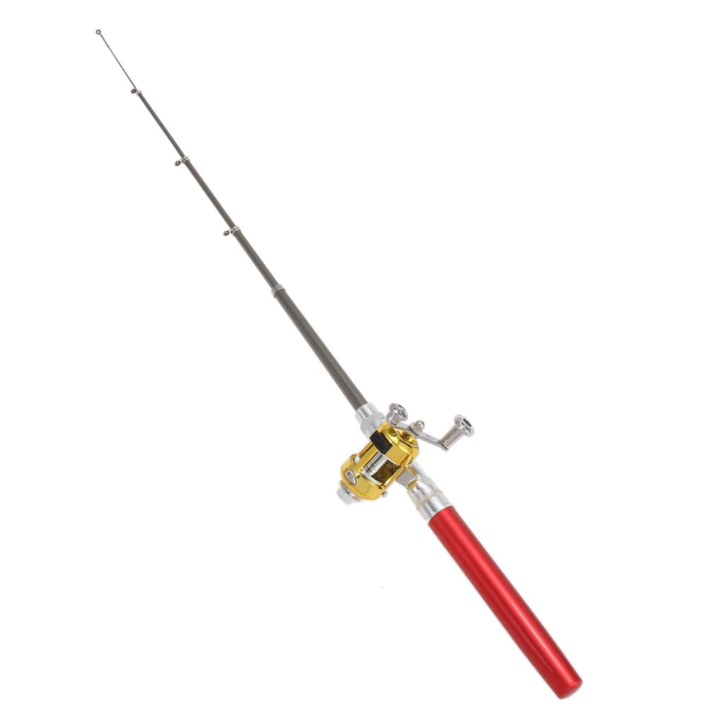 Fishing Rod Reel Combo Set Mini Telescopic Pocket Pen Fishing Rod Pole Pen Fishing Pole Kit for Outdoor River Lake Fishing