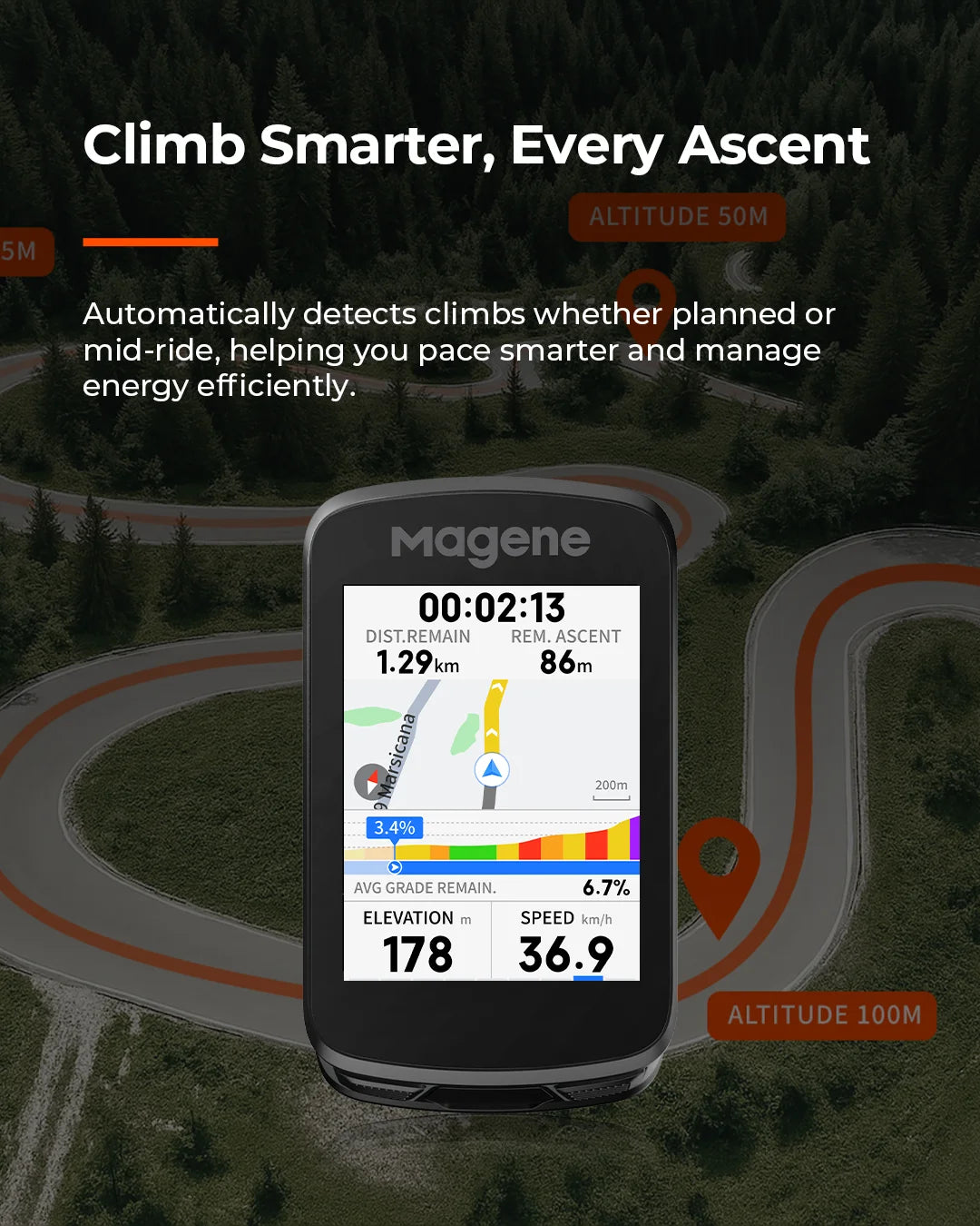 Magene C606V2 Touchscreen GPS Bike Computer 2.8inch Navigation Speedometer Cycling Digital Stopwatch Odometer