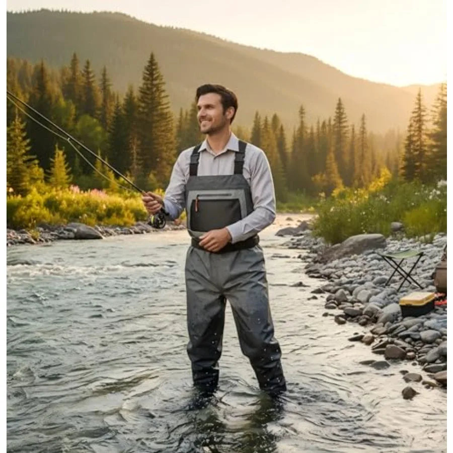 Fly fishing hunting waders for men, neoprene stockingfoot, black, waterproof and breathable chest waders