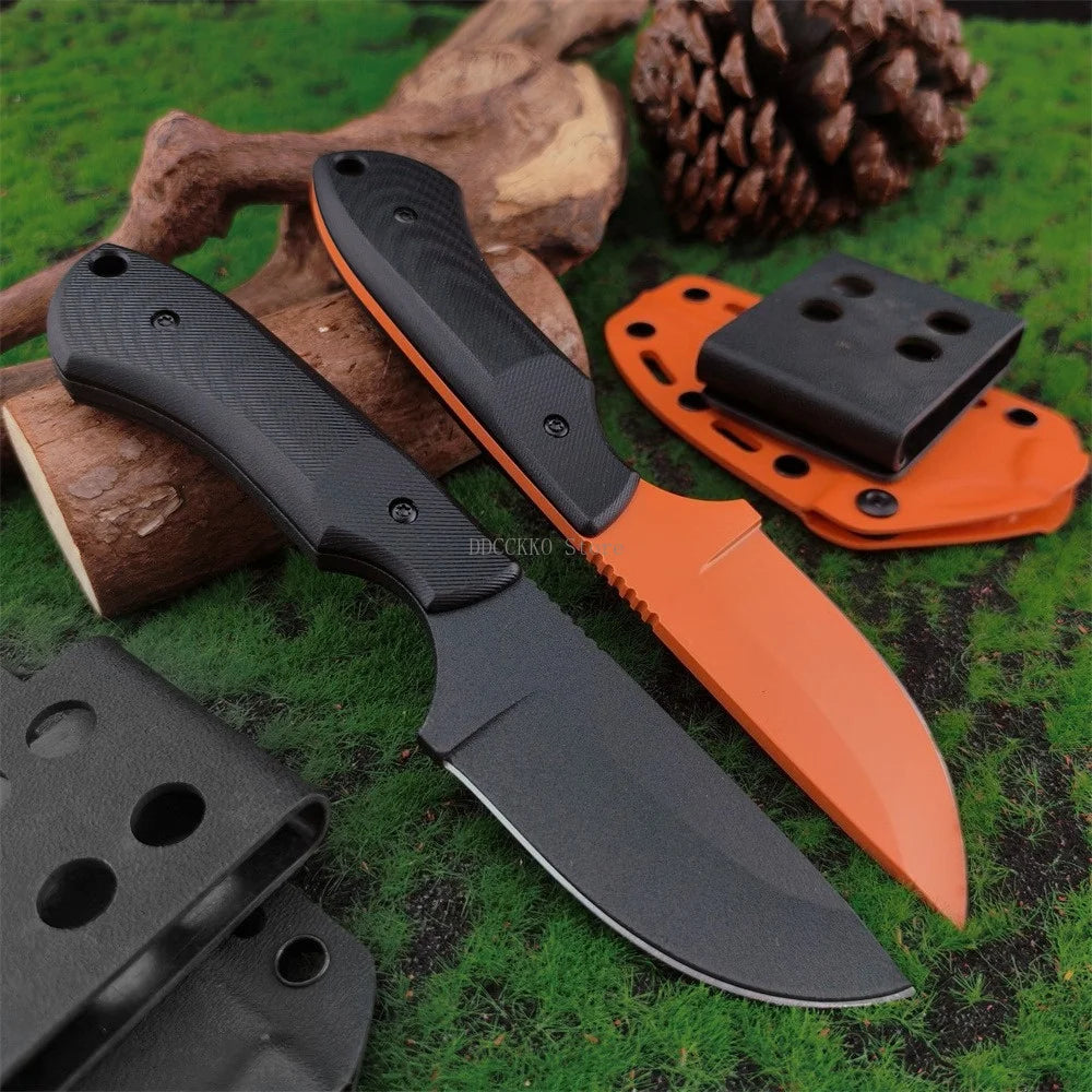 Multi-functional Outdoor Practical Straight Knife Full Tang 8Cr13Mov Fixed Blade G10 Handle with Sheath Camping Hiking Fishing Essential Tool
