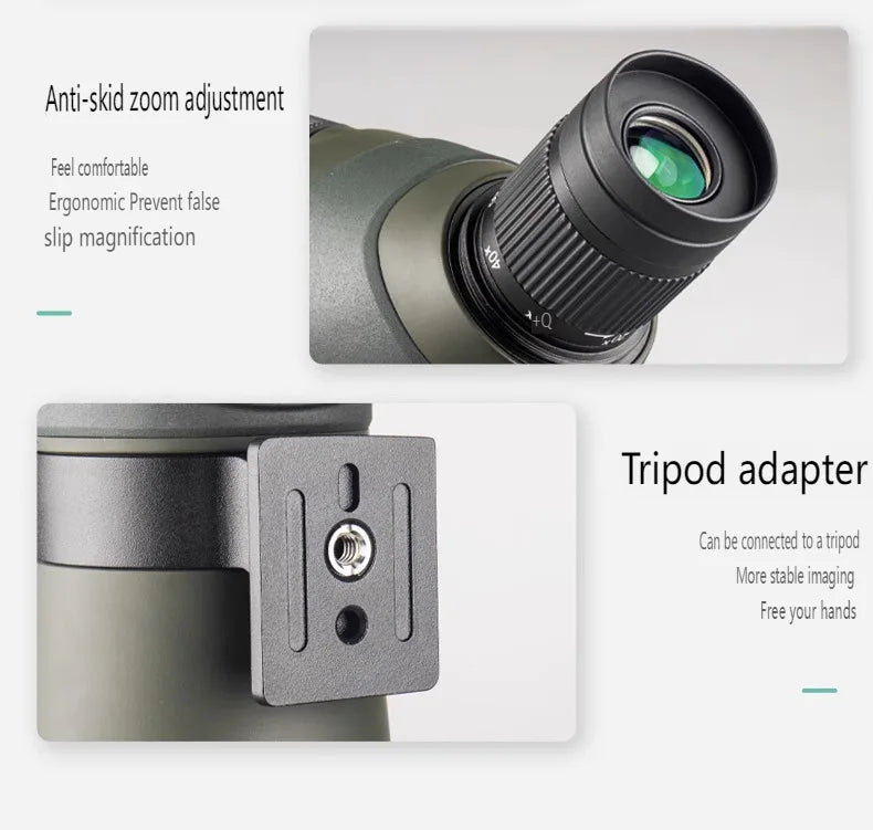 20-60x80 Spotting Scope - Dual Speed Focus Zoom Monocular, BAK4 FMC for Bird Watching Hunting, with Tripod & Phone Adapter