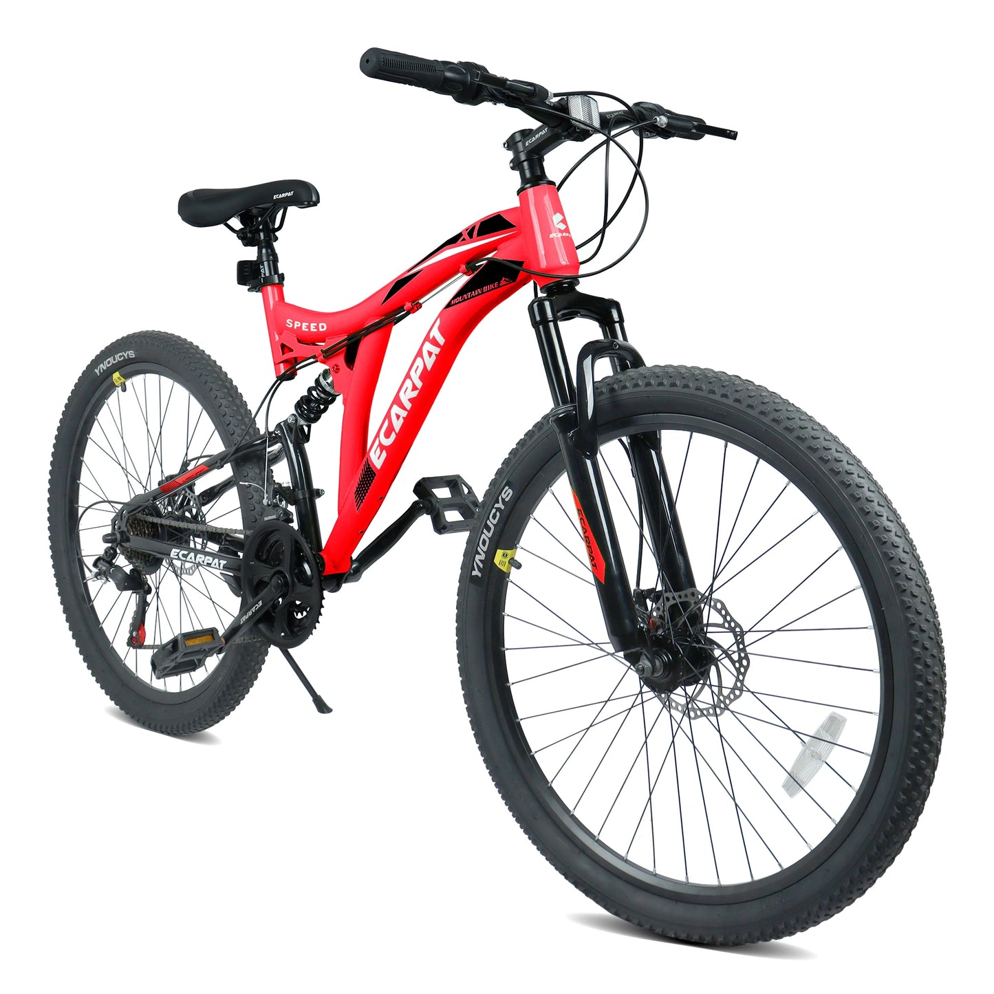 Ye A26003 26-Inch 21-Speed Full Suspension Mountain Bike with Steel Frame, Alloy Rims, Disc Brakes for All Terrains, Suitable Men & Women, Multiple Colors