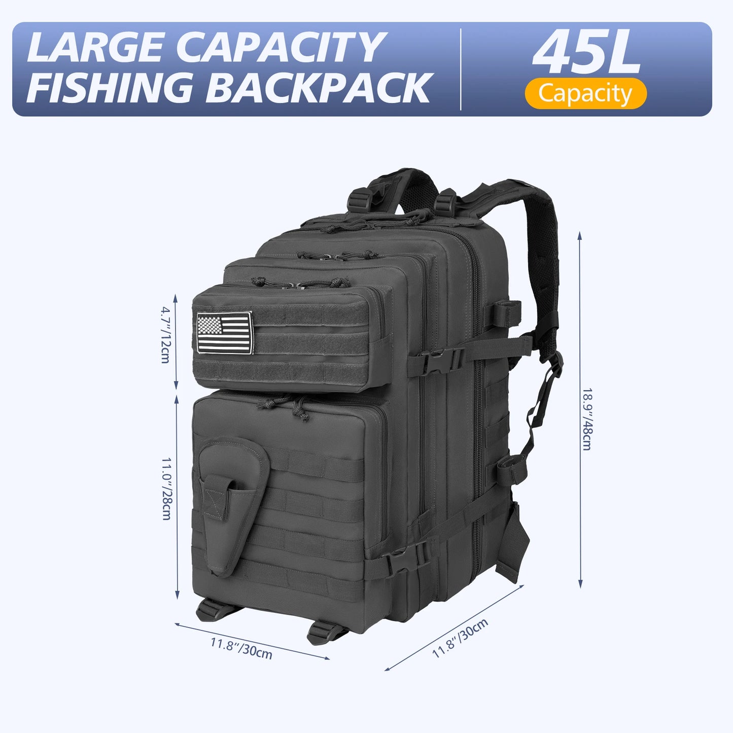 45L Fishing Hunting Bag Tactical Backpack Men's Travel Large Capacity Rucksacks Men Waterproof Outdoor