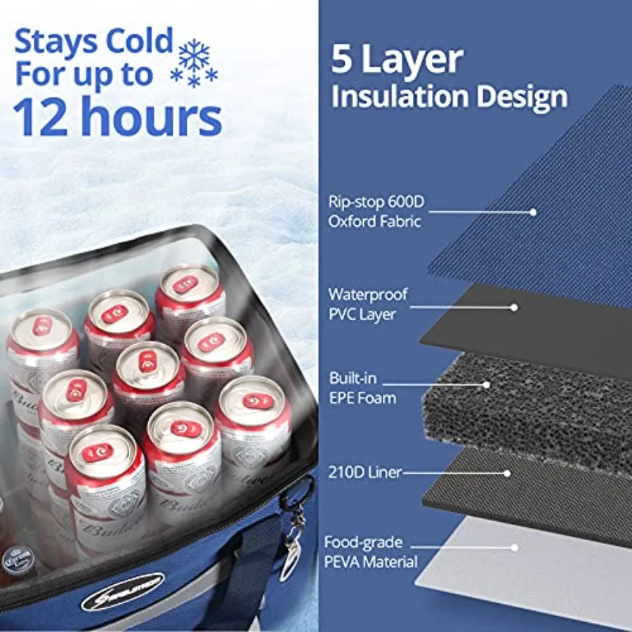 Collapsible Soft Cooler Bag, // s Beach Cooler with Flip Top Lid, Ice Chest, Leakproof and Portable for Beach, Camping, Road Tr