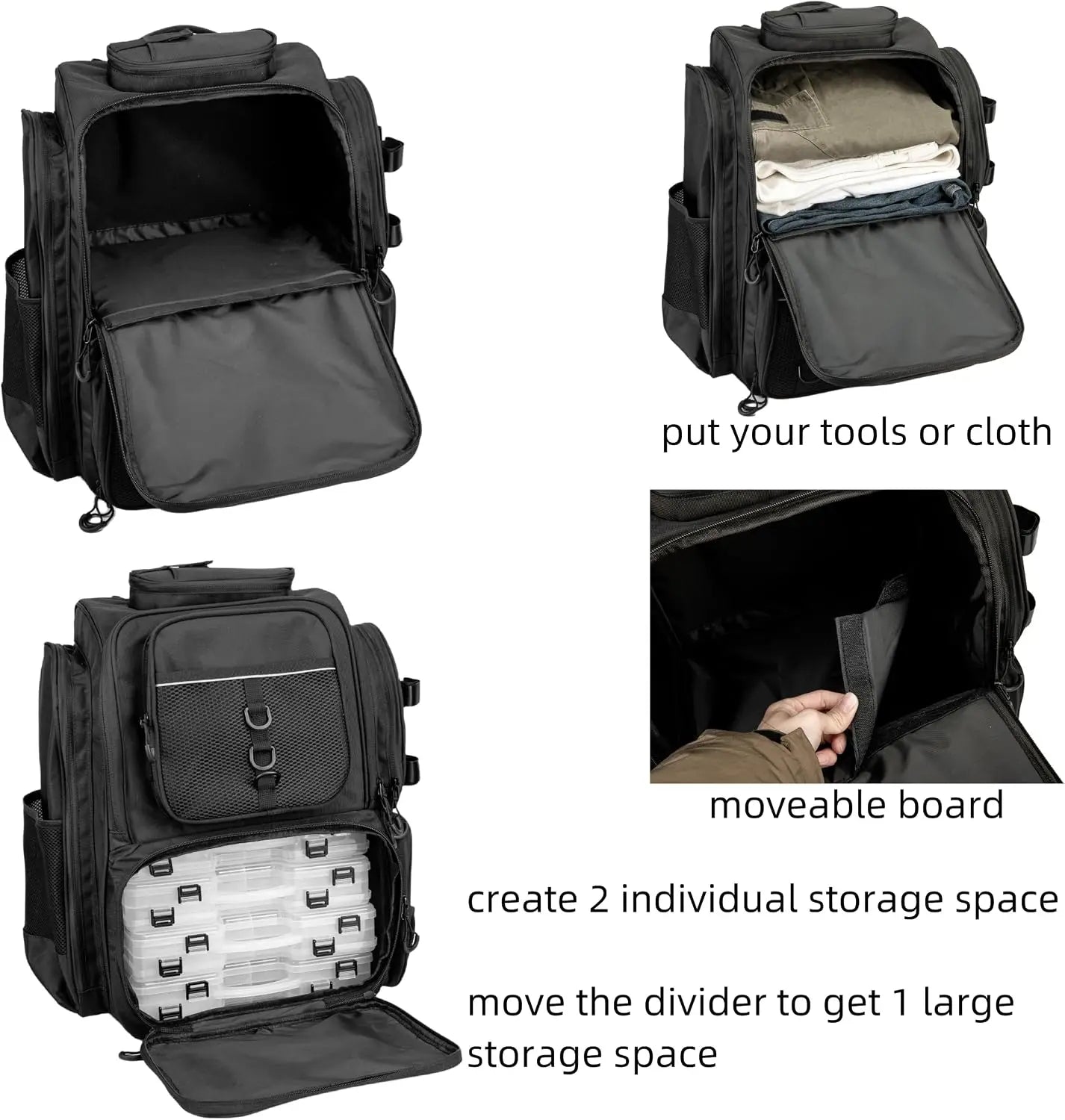42L Large Capacity Fishing Tackle Backpack With Detachable Tackle Boxes Multi Compartment Storage Bag Durable Fabric For Lure Fishing Shore Angling Camping Hiking Road Trip Outdoor Travel Gear Organizer