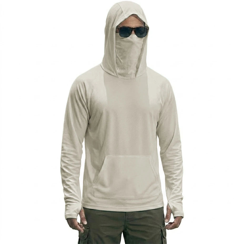UPF50+ Performance Hoodie Summer Man Long Sleeve T-shirts Casual Shirt Sunscreen Ice Silk Tops Sun Running Quick Dry Hiking Tee