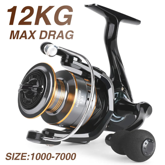 BILLINGS Spinning Reel 12KG Max Drag 5.2:1 Gear Ratio Metal Spool Durable Professional Fishing Reels, Multipurpose for Freshwater Saltwater Bass Trout Salmon Fishing
