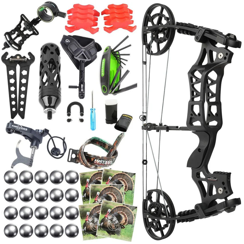 Dual-Use Compound Bow 40-70lbs 80% Let-off for Adults Steel Ball Arrows Hunting Shooting and Outdoor Sports Accessories