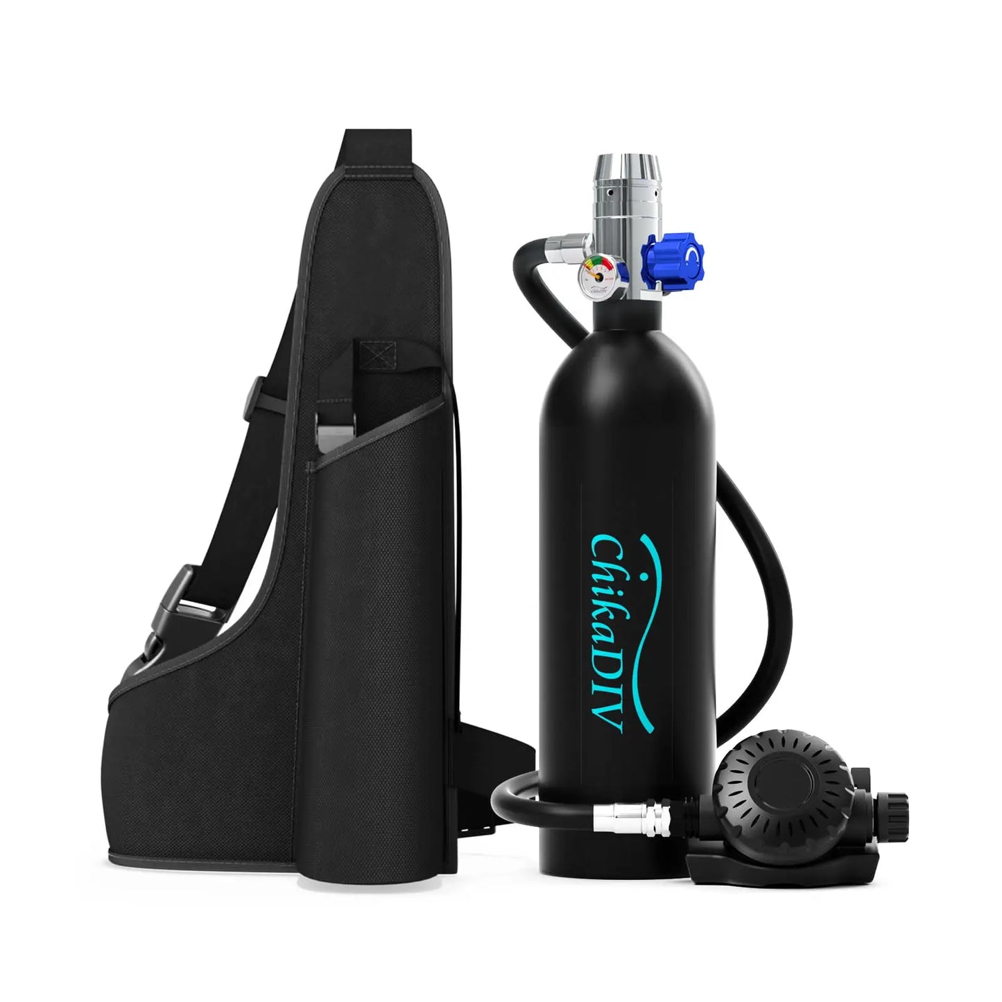 ChikaDIVE Mini Scuba Tank Portable Diving Lung Air Tank with DOT Certified Diving Oxygen Cylinder Kit for Emergency Pony Bottle for Snorkeling Underwater Breathing Training