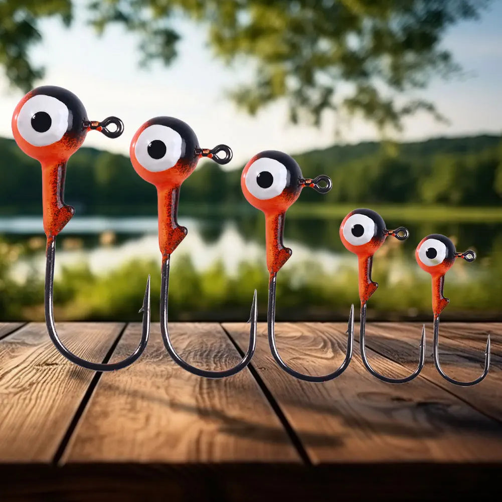 60/75pcs/box Barbed Jig Head Hooks Metal Jig Hooks Jigging Head Hooks for Soft Lure Worm Fishing Fishhook