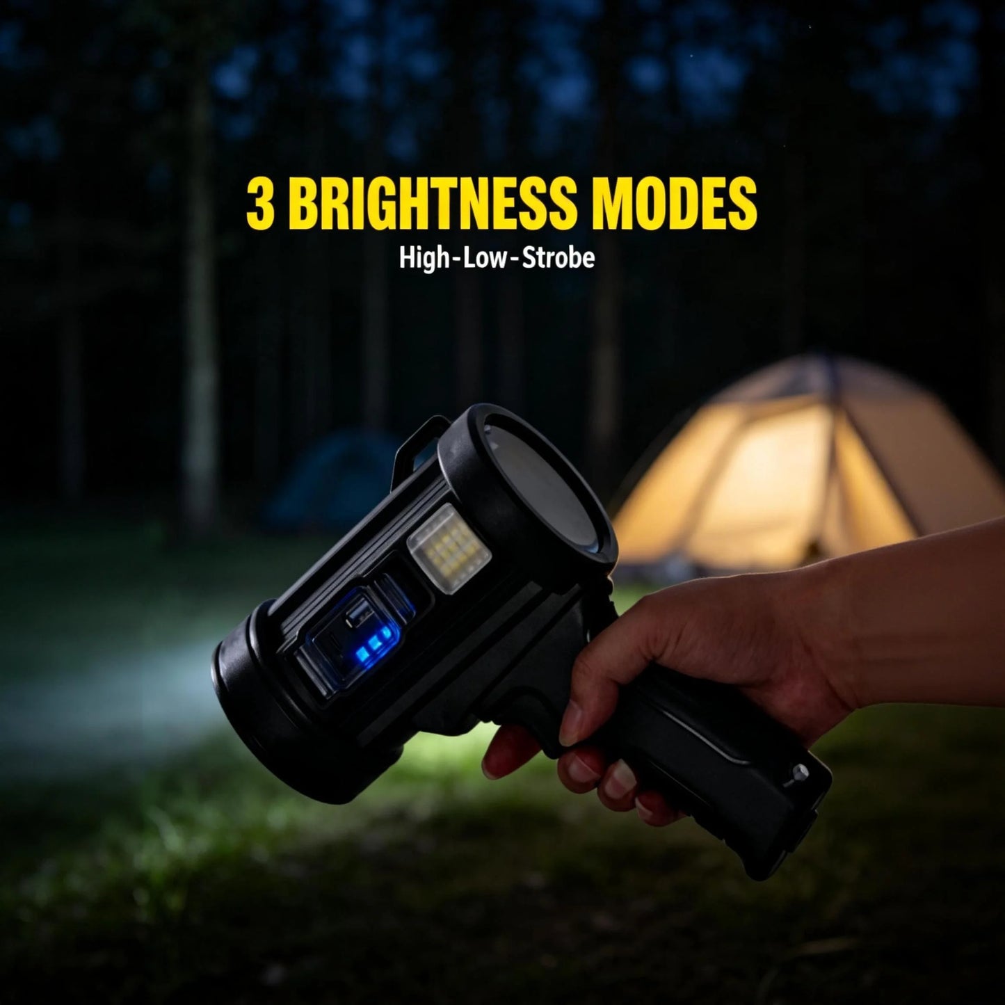 "Rechargeable Spotlight,  Super Bright Spotlight Flashlight, Long Running Spot Light Searchlight, Outdoor Handheld LED Flashlight High Lumens with Solar Panels for Hunting Camping Boat "