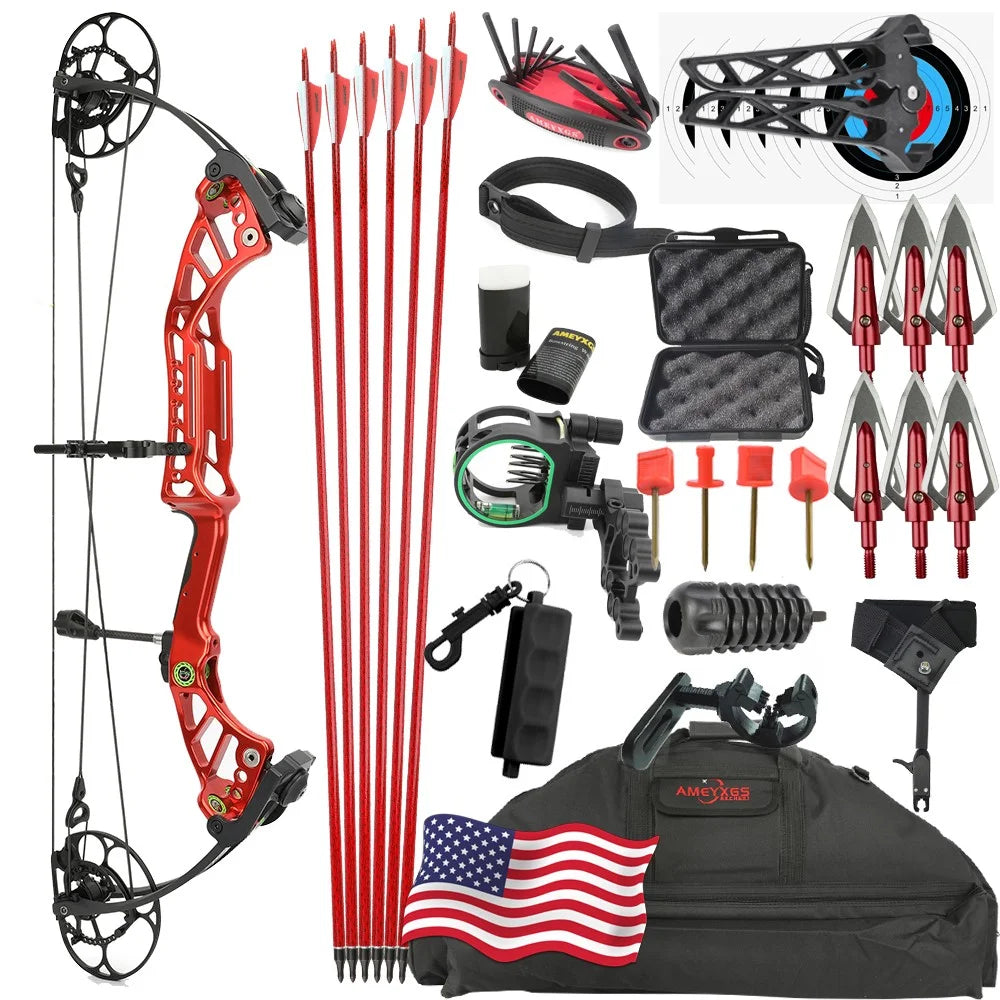 Archery Compound Bow Set 40-75lbs CNC Alloy Riser 350FPS 85% Let-off Left/Right Hand for Hunting Shooting Target Competition Training Accessories