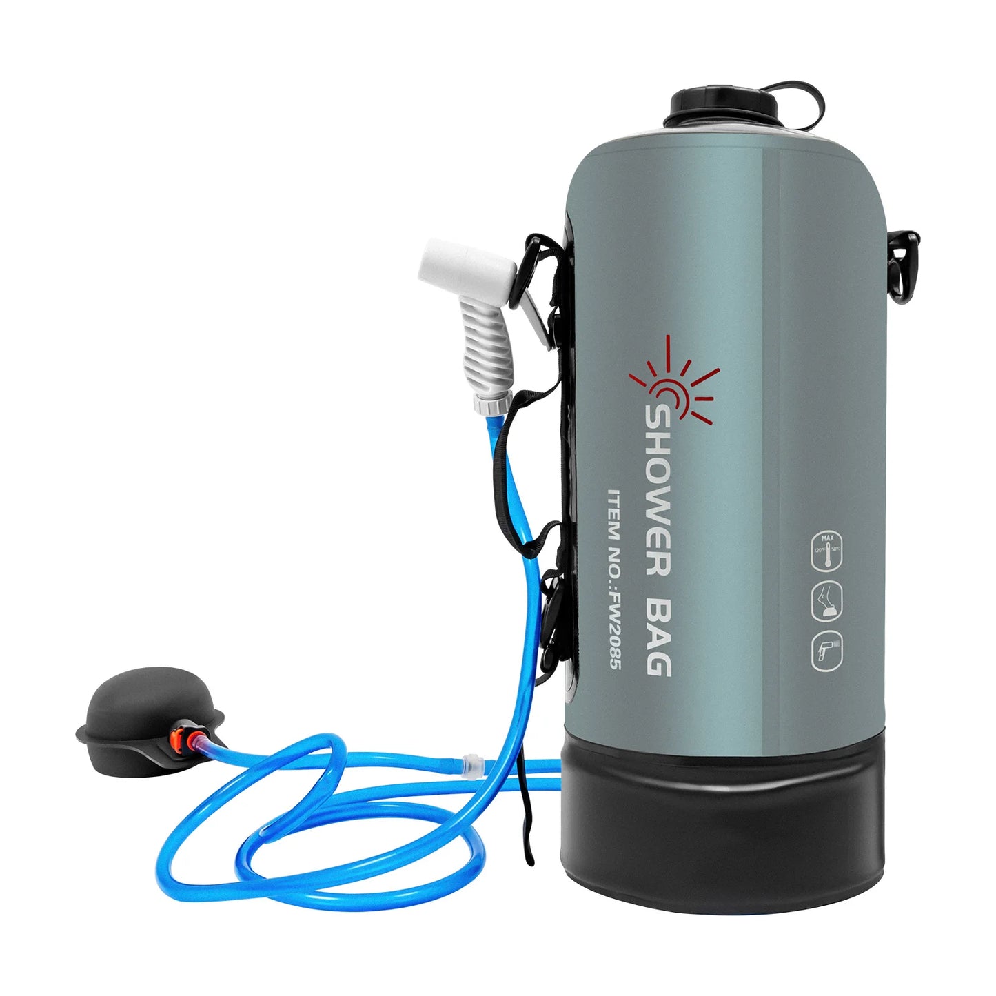 12L Camping Shower, Suitable for Camping, with Pump and 1.8 m Hose, Maximum Temperature 53 °C, Camping Shower, Solar Shower, Camping, Ideal for Garden, Car Washing, Beach, Travel and Pet Care