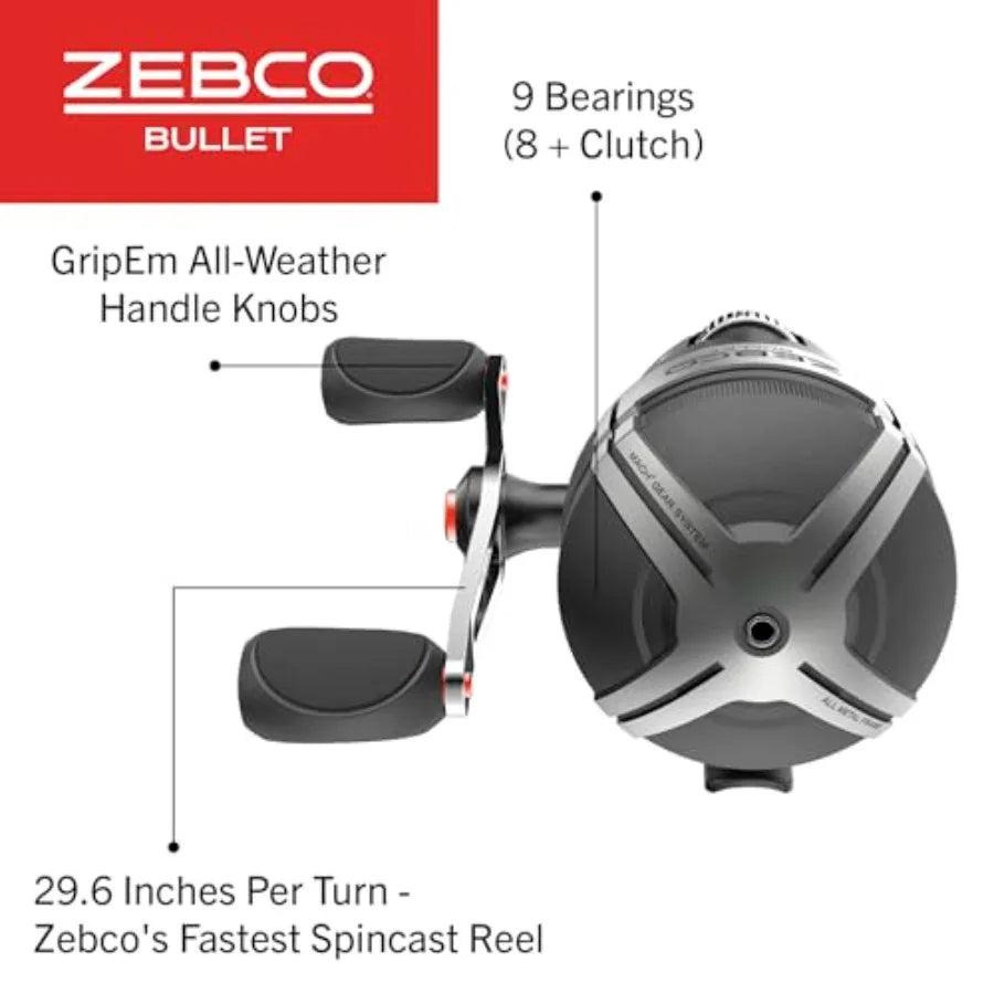 Bullet Spincast Fishing Reel with Durable AllMetal Construction and SolidBrass Pinion Gear for Reliable Performance in Freshwat
