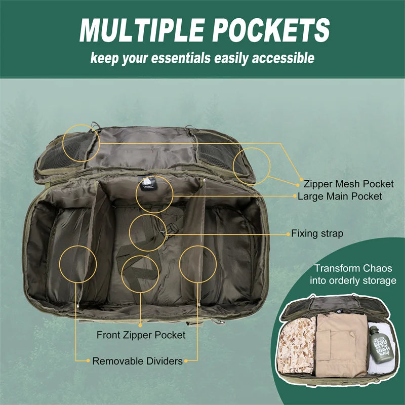 LQARMY 30L 50L 80L Outdoor Mountaineering Bag Molle Tactical Backpack Large Duffel Bag Hiking Camping Travel Bags