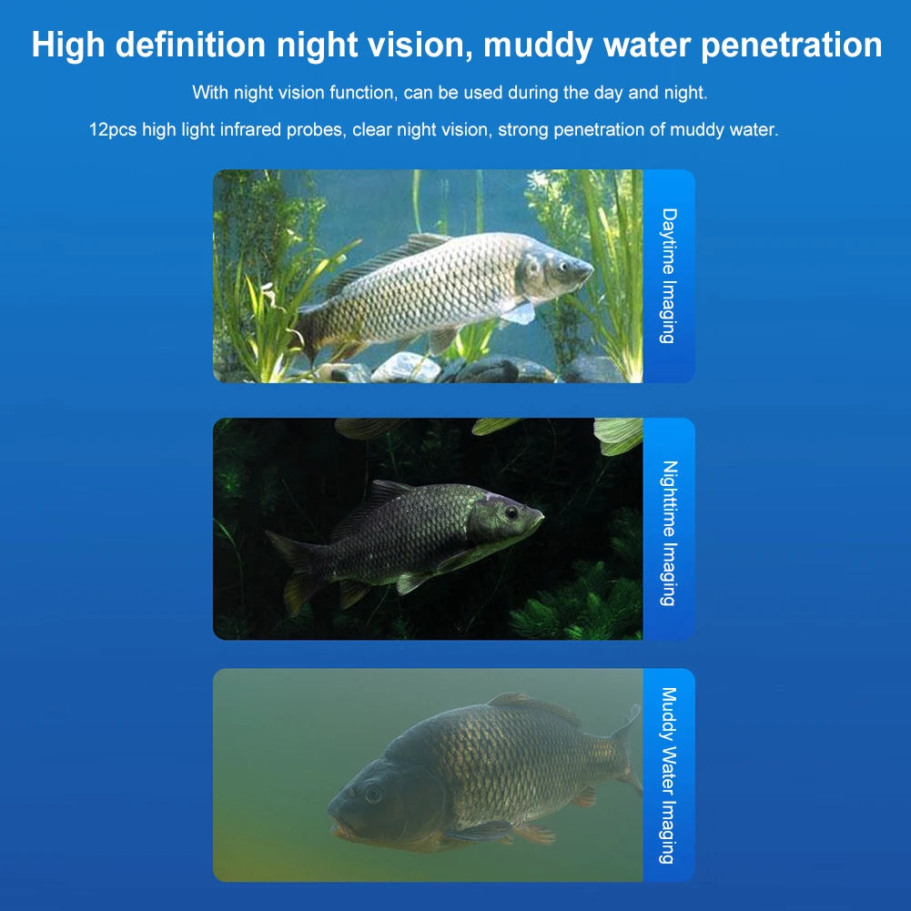 Underwater Fishing Camera 4.3 Inch IPS Monitor Fish Finder Night Vision Waterproof 15/20/30m Cable for Ice Boat and Lake Fishing