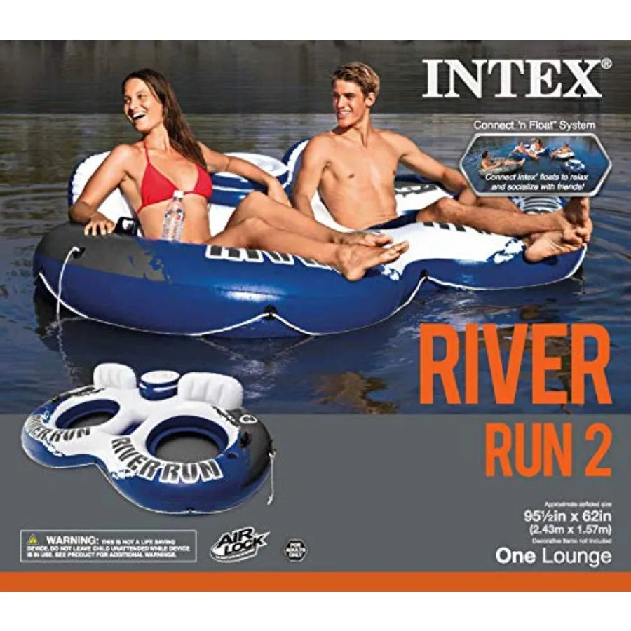 River Run II Water Tube Float Raft Lounger W Cooler Model 58837EP 2 Pack