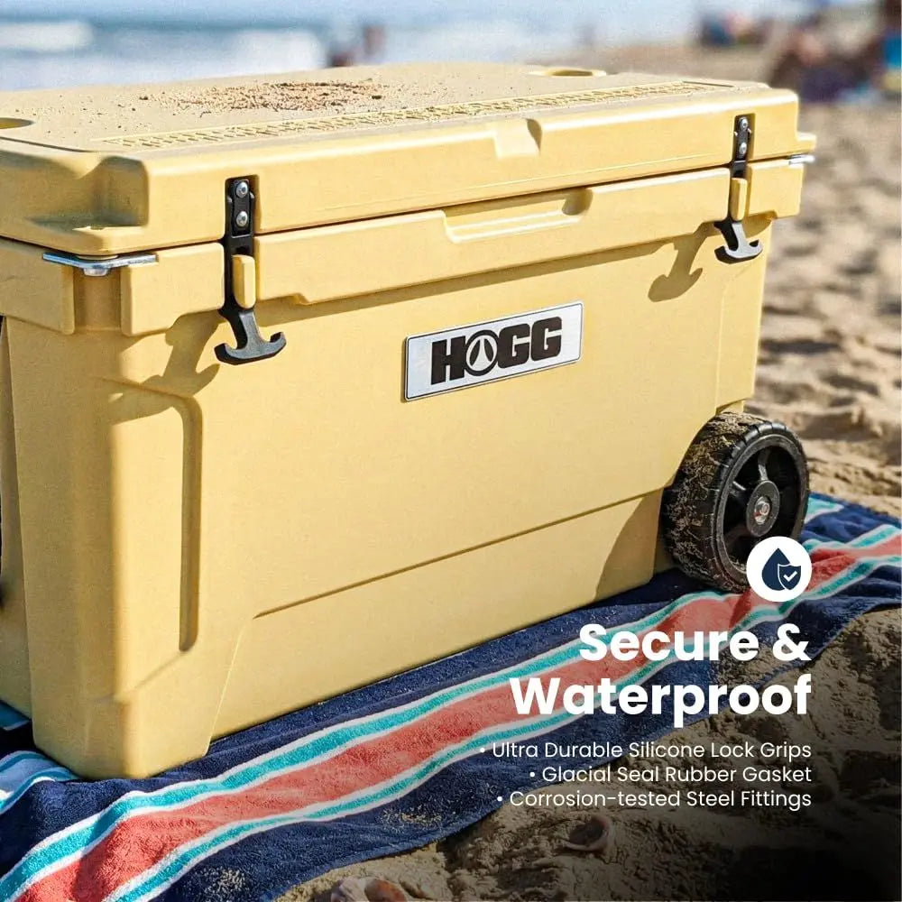 Cooler with Wheels and Handle, Wheeled Cooler, Insulated Ice Chest with Wheels and Handle for Fishing and Camping with Dry Stor