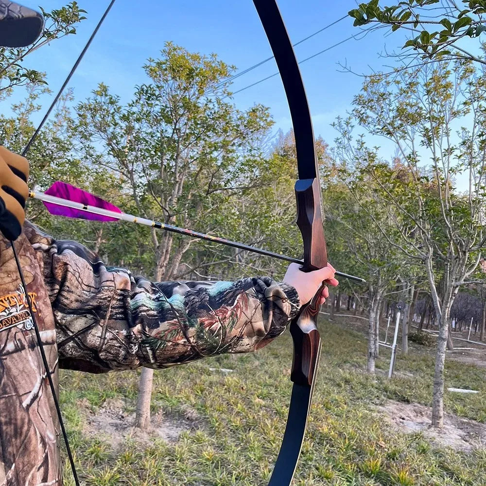 60inch 60lbs Archery Recurve Bow RH Wooden Riser Bamboo Core Limbs Outdoor Shooting Hunting Accessories American Hunting Bow