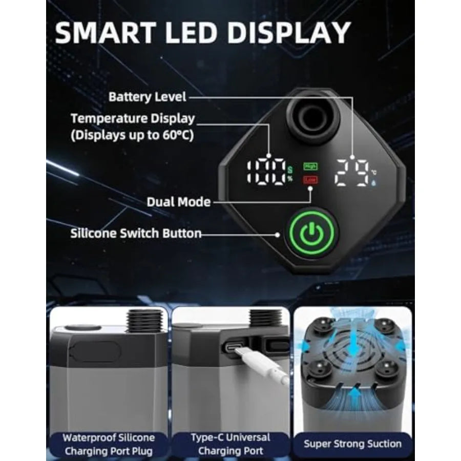 2026 Upgraded Portable Shower with Heater for Camping 6000mAh Rechargeable Camping Shower Pump with LED Display 3 Spray Modes 5