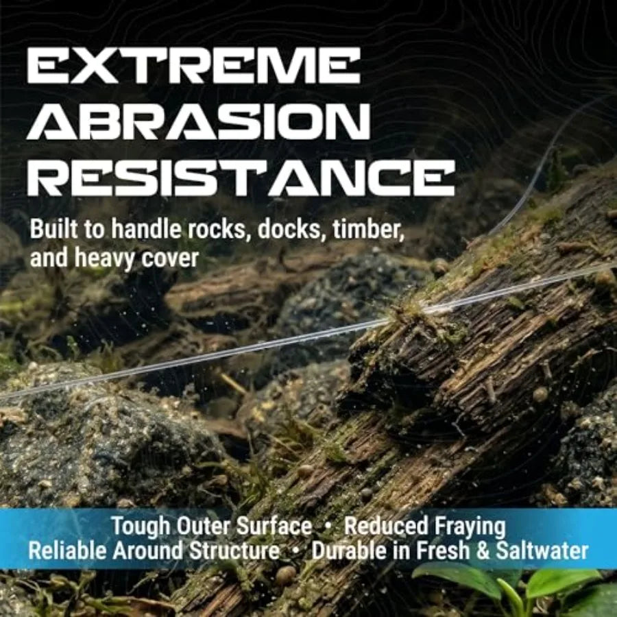 100% Pure Fluorocarbon Fishing Line - High Strength, Abrasion-Resistant, Fast-Sinking, Virtually Invisible - Saltwater and Fres