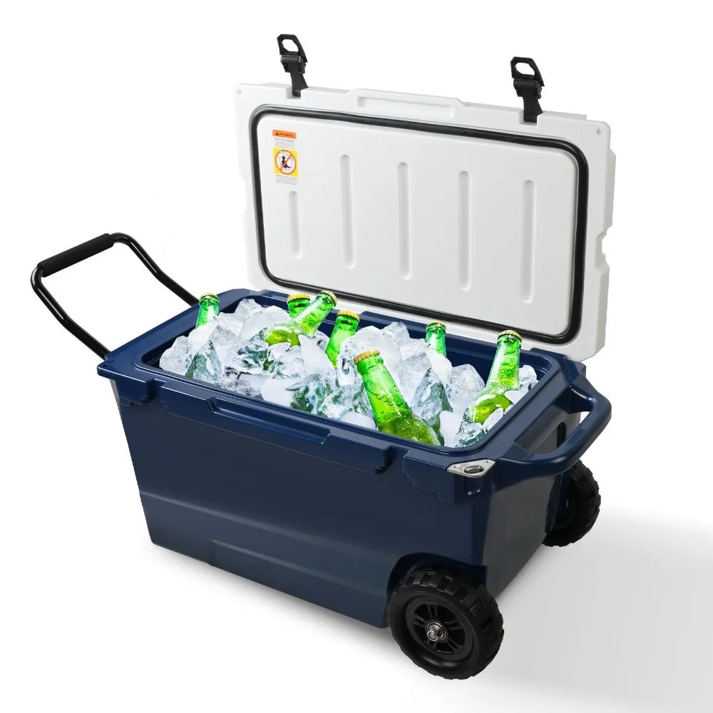 VILOBOS 50 Qt Portable Cooler Box Wheeled Ice Chest Camping Fishing BBQ Picnic