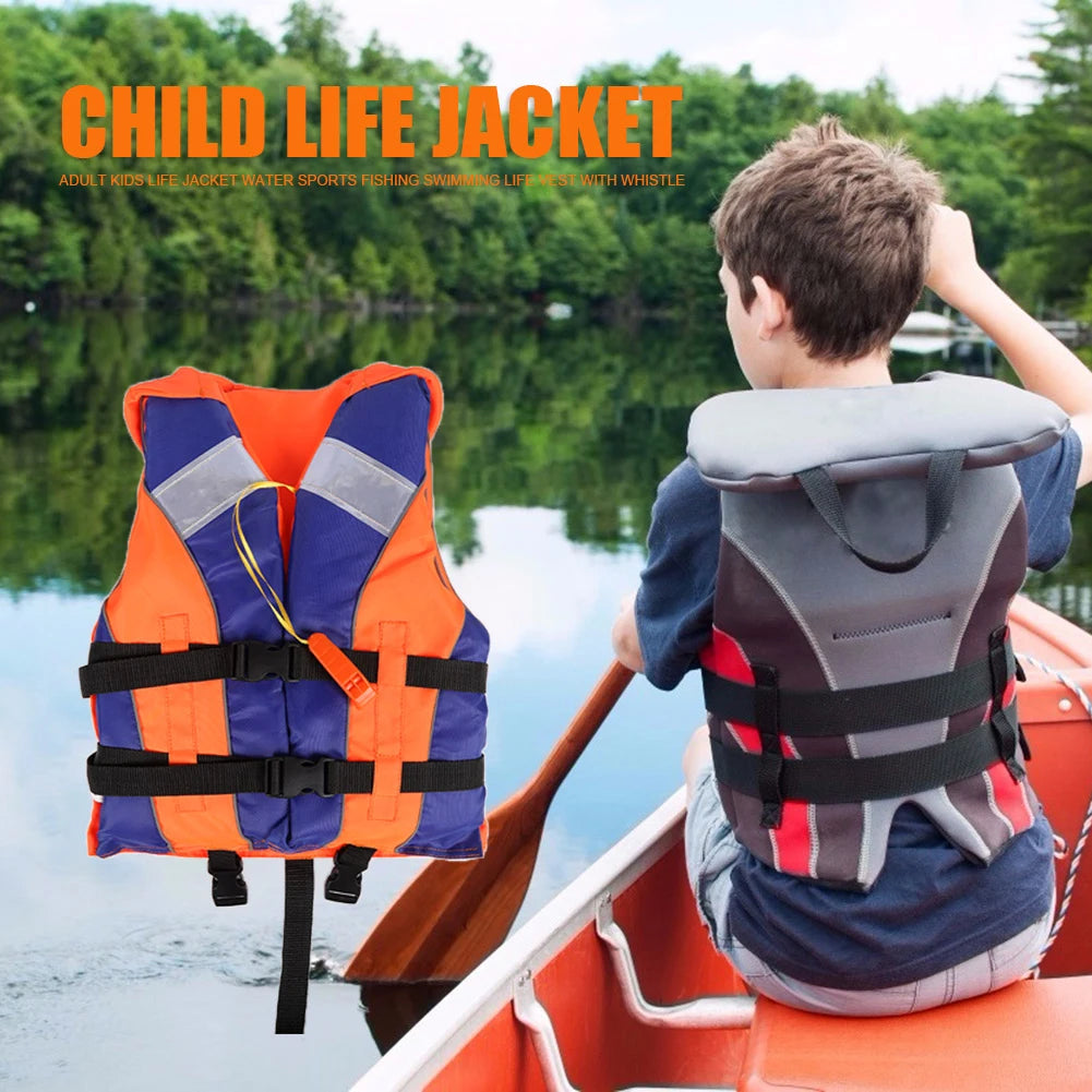 210D polyester Life Vest Adult Kids Life Vest Fishing Boating Life Jacket Wear-resistant with Whistle Reflective Strips