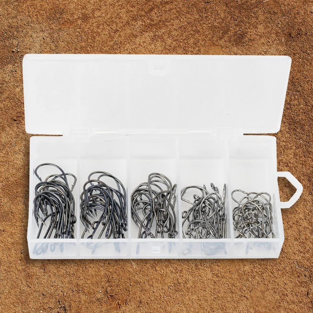 100Pcs Fishing Hooks Set High Carbon Steel Fish Hooks Fishing Barbed Hooks for Freshwater Saltwater Fishing Accessories