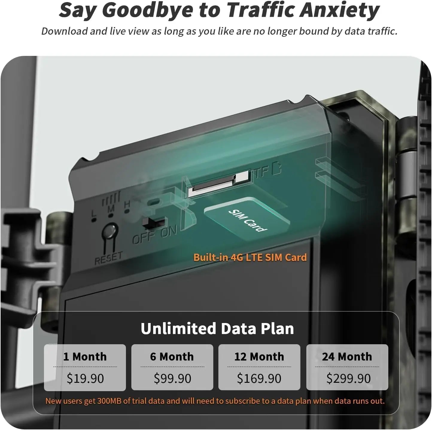 4G LTE Cellular Trail Cameras 3rd Gen with Live Streaming, Game Camera Built-in SIM Card with Motion Activated 0.2s Trigger Time