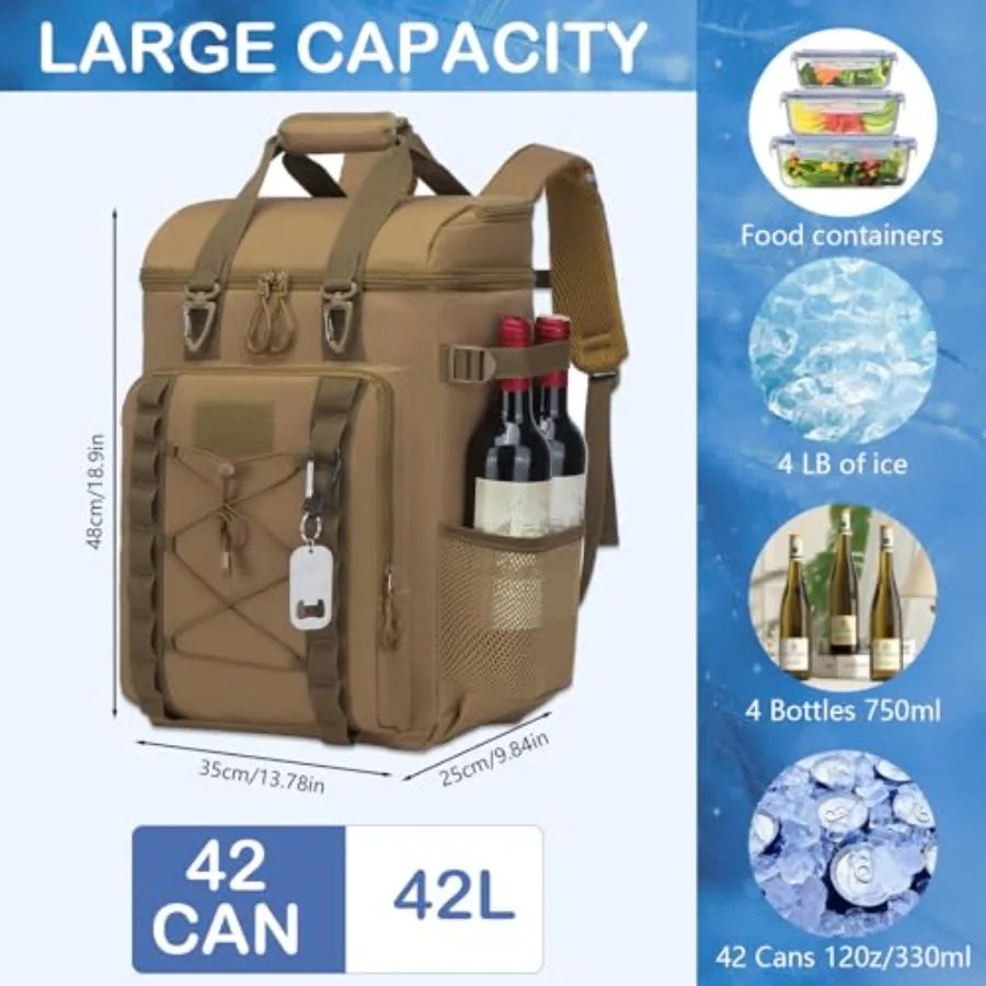 Tactical Cooler Backpack - 42 Cans Backpack Coolers Insulated Leak Proof for Men Adults Soft Cooler Insulated Backpack for Lunc